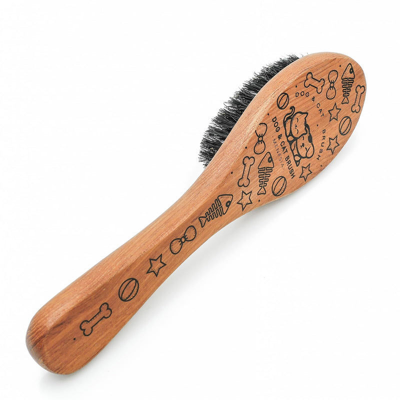 Pet Soft Brush with Wood Handle and Boar Bristle Hair Brush - Soft Cat and Dog Grooming Brush for Short Hair Cats and Small Dogs - Soft Bristles for Gentle Massage and Dandruff Removal (Cat) - BeesActive Australia