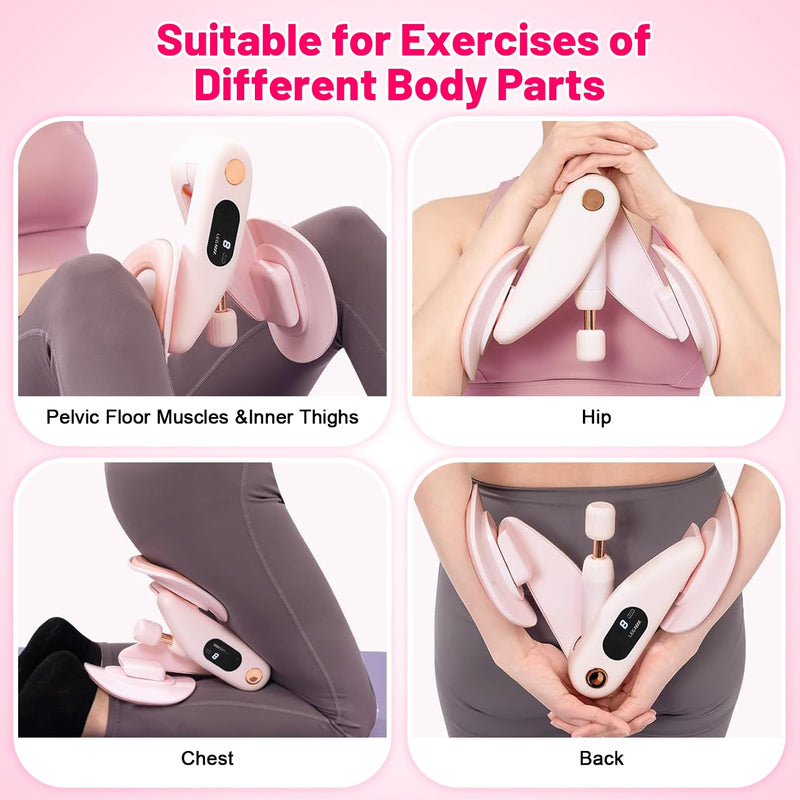 Thigh Master, Adjustable Thigh Trainer & Kegel Exerciser(10-70LB) with Leg Straps, Pelvic Floor Strengthener Devices for Women&Men, LED Counter, Postpartum Recovery, Home Gym Workout Equipment Pink - BeesActive Australia
