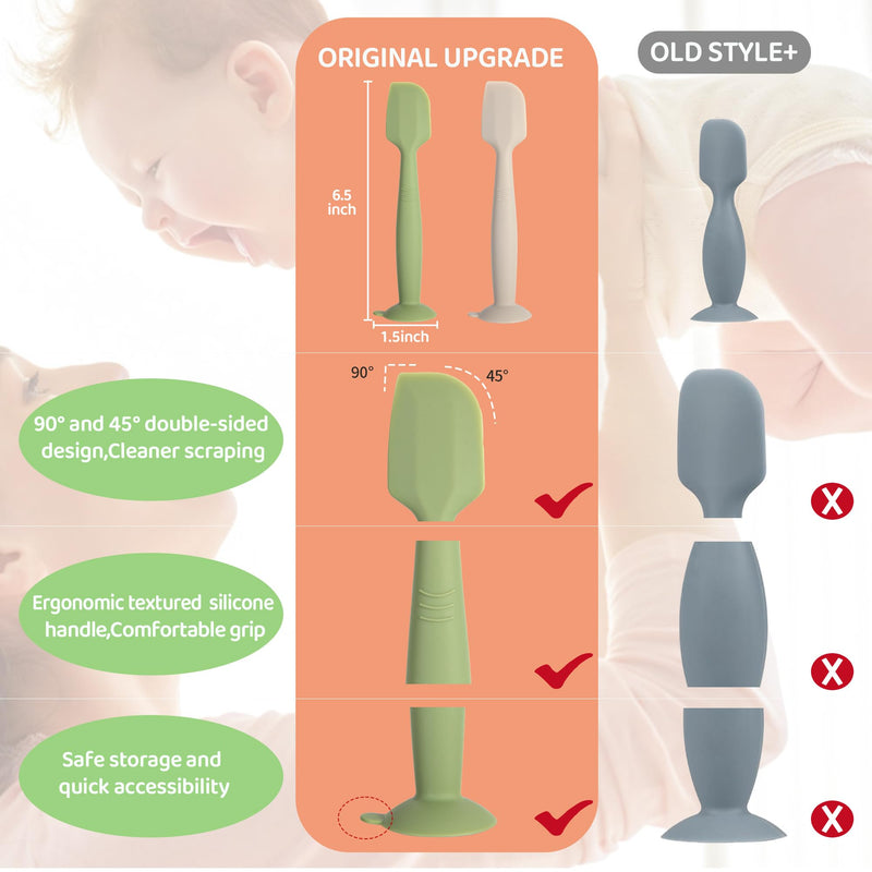 Baby Diaper Cream Spatula 3 Pack Diaper Spatulas Soft Silicone Diaper Cream Applicator Baby Butt Paste Spatula Brush with Suction Base,Full Size(Gray+Off-white+Green Gray+Off-white+Green - BeesActive Australia