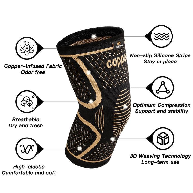 INDEEMAX Copper Knee Brace for Women Men Plus Size, 2 Pack Knee Compression Sleeve for Knee Pain, Arthritis, Running, Sports and Recovery Support, 2XL(26-28 Inch) XX-Large COPPER-Infused black knee brace,2 Pack - BeesActive Australia