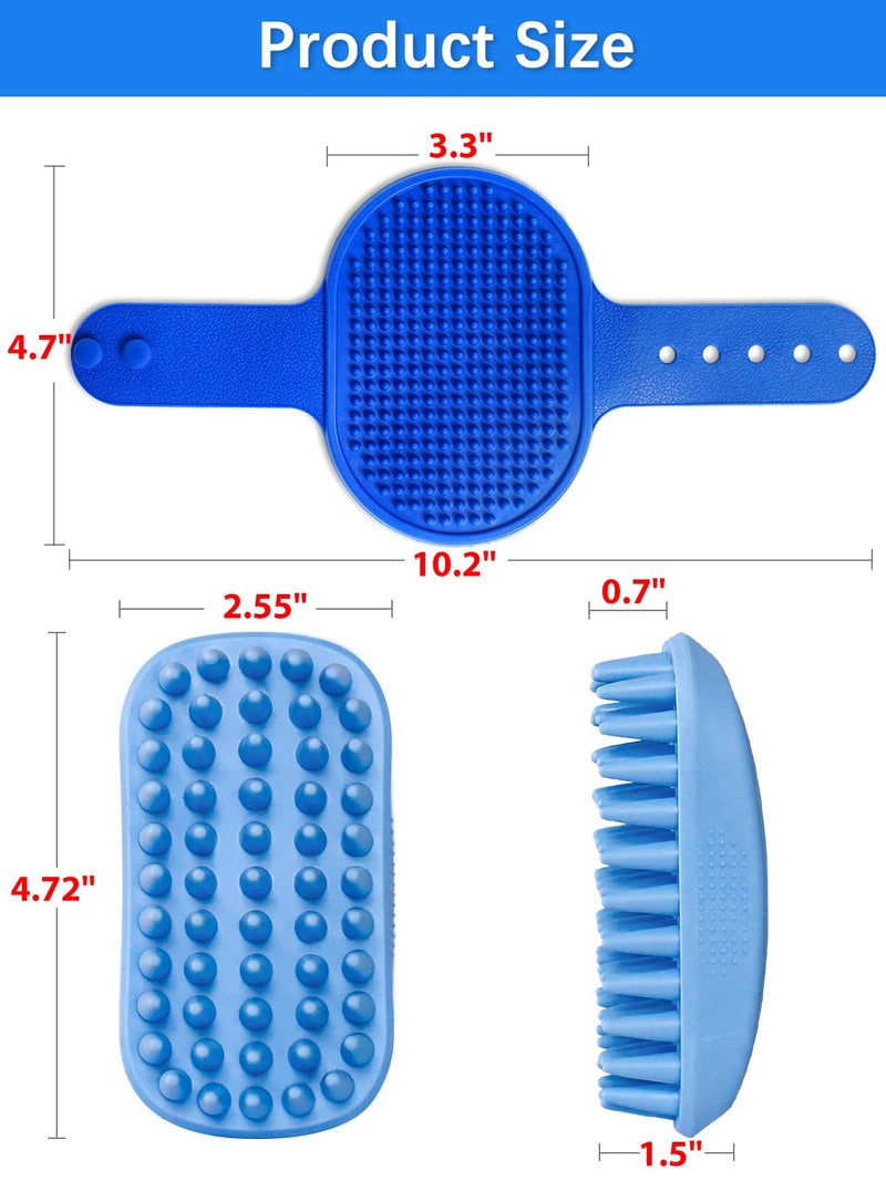 2PCS Dog Bath Brush, Dog Shampoo Brush, Silicone Curry Brush, Pet Scrubber for Short&Long Haired Dogs Cats Massage Comb, Soft Shedding Bathing Washing Brush, Essential Puppy Grooming Accessories Pack of 2 Blue+Blue - BeesActive Australia