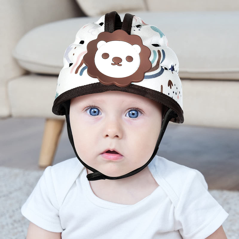 Baby Safety Helmet, Breathable Baby Head Protector for Crawling and Walking, Infant Soft Helmet, Anti-Collision, Ultra-Lightweight, Expandable and Adjustable Age 6m-24m (Brown Lion) Brown Lion - BeesActive Australia
