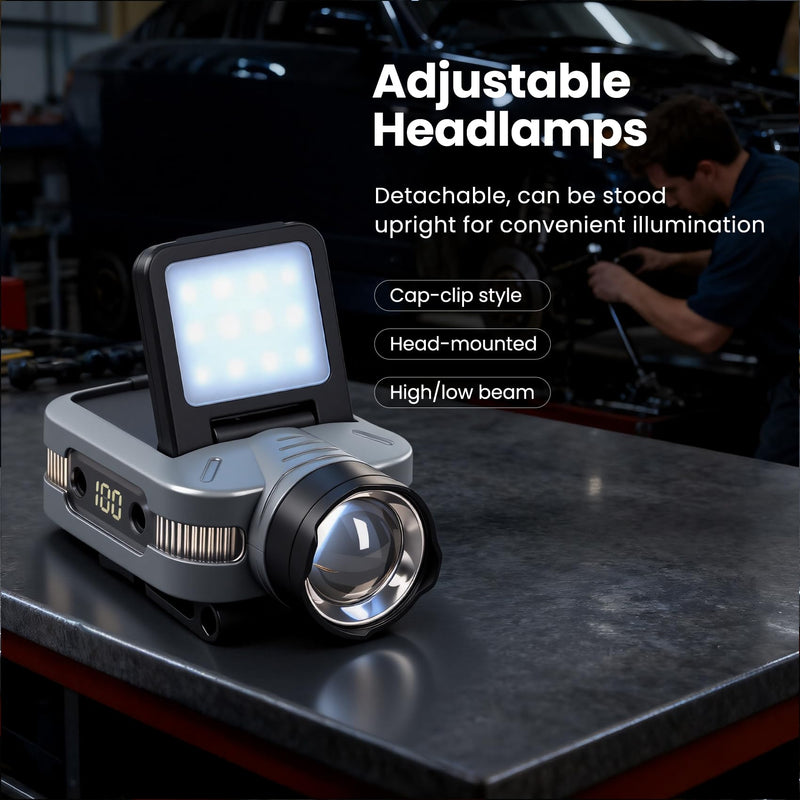 Foleto Hard Hat Clip Lights, 800lm Rechargeable Dimmable Clip on Cap Lights, 180° Adjustable Waterproof Bright Headlamp Flashlight Led Hat Light for Running, Fishing, Camping, Hunting, Working(T151)