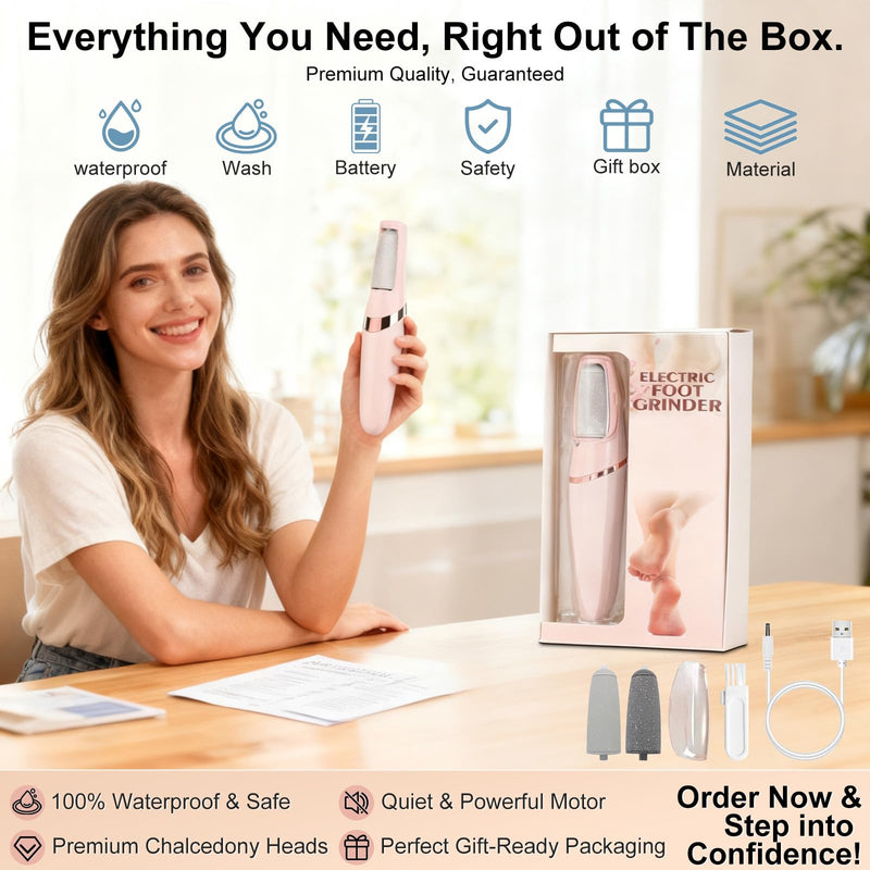 Electric Foot File, Callus Remover for Feet,Rechargeable Foot Pedicure Tool for Dry &Dead Cracked Skin,Professional Cordless Hard Skin Removal with 2 Durable Heads - BeesActive Australia