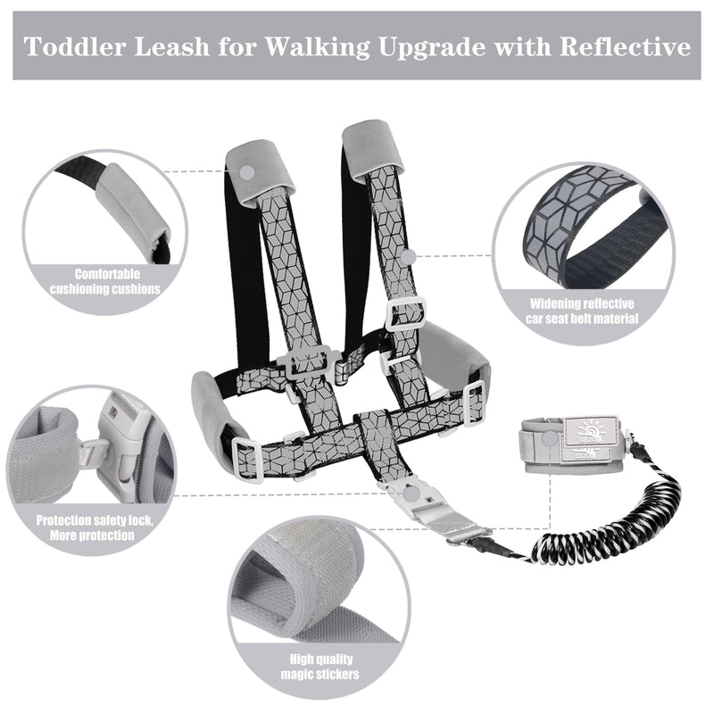 Toddler Leash for Walking, Toddler Safety Harnesses Leashes, Safety Harness with Lock for Kids, Anti Lost Wrist Link for Toddlers ÔºåUpgrade with Reflective Tape LinerÔºà6.5ftÔºâfor Kids Black Leash