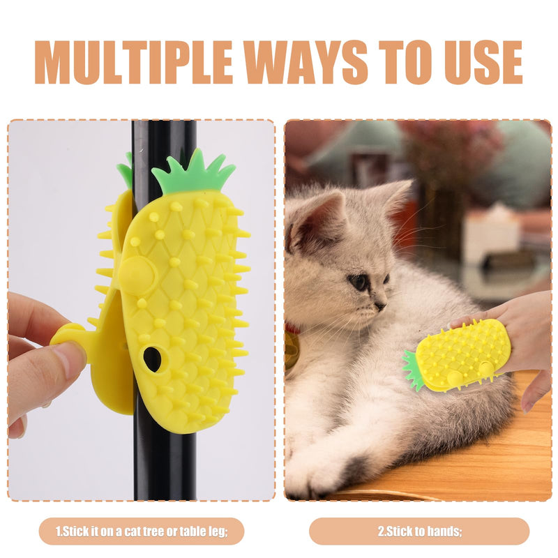 Self Cleaning Cat Brush, 2-in-1 Tickling Comb Pet Brush Silicone Tickling Artifact Cat Grooming Shedding Brush Cat Corner Scartcher for Short/Long Hair Cats Dogs Pets (Pineapple Style) - BeesActive Australia