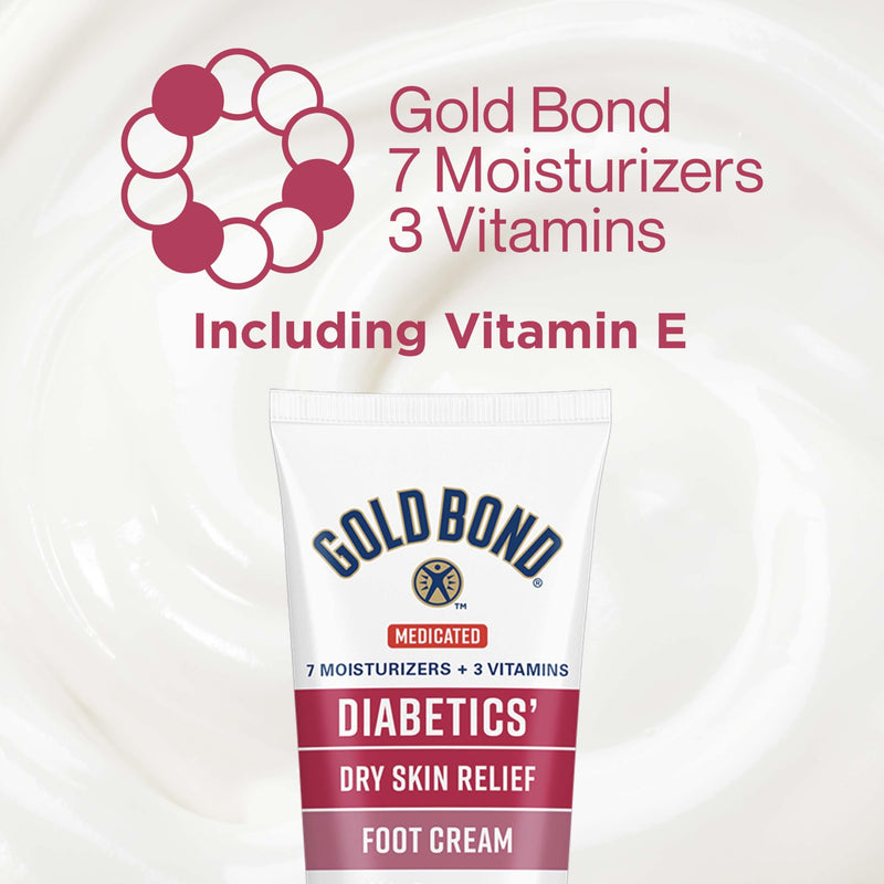 Gold Bond Medicated Diabetics' Dry Skin Relief Foot Cream, Diabetic Foot Cream, 3.4 oz., Skin Protectant 3.4 Ounce (Pack of 1)