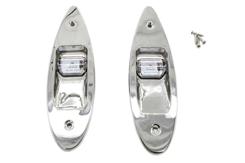 MARINE CITY 12V Flush Mount LED Navigation Lights - Red & Green, Stainless Steel, Waterproof for Boats, Yachts (Pack of 2)