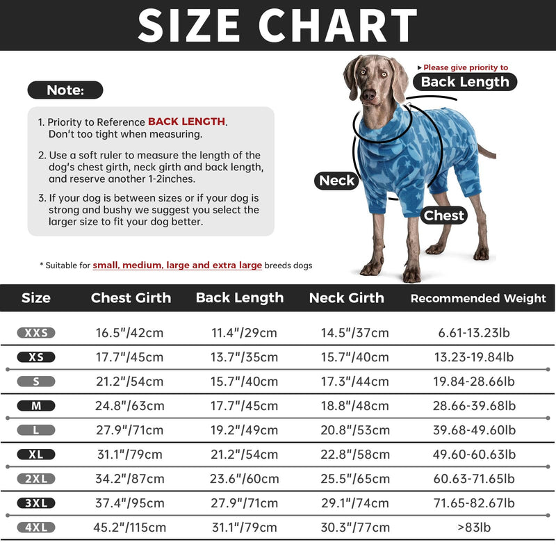 ROZKITCH Dog Winter Coat Soft Fleece Pullover Pajamas, Pet Windproof Warm Cold Weather Jacket Vest with Luminous Zipper, Jumpsuit Apparel Outfit Clothes for Small Medium Large Dog Shark XL XL(Back Length:21.2") Blue-shark - BeesActive Australia