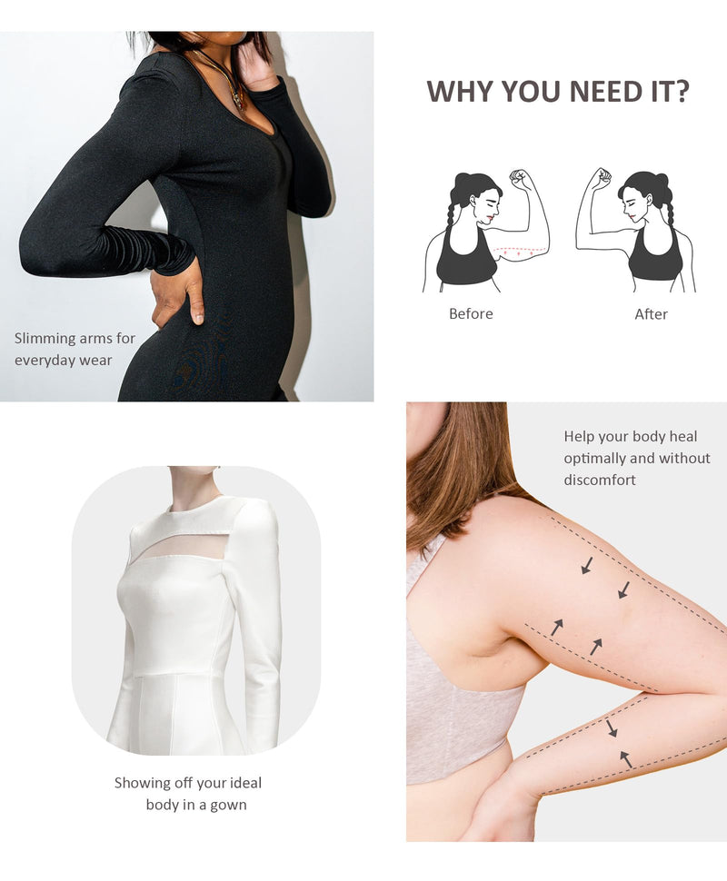 FeelinGirl Upper Arm Shaper for Women Faja Post Surgery Slimming Compression Sleeves Arm Lipo Compression Garments Small Black