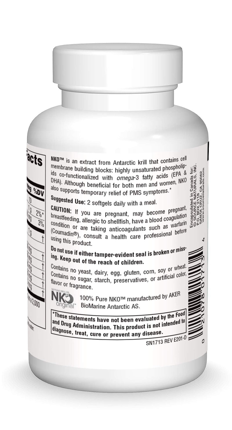 Source Naturals NKO Neptune Krill Oil, Supports Heart Health & Cell Membrane Integrity* 500 Mg - 60 Softgels 60 Count (Pack of 1) - BeesActive Australia