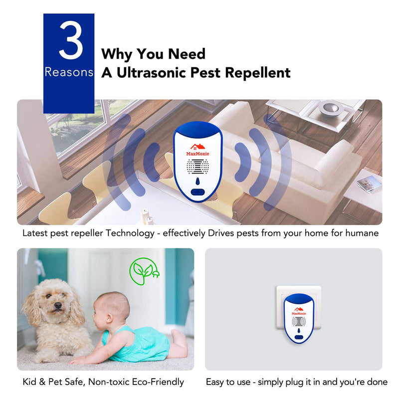 Ultrasonic Pest Repeller Humane Mice Control Electronic Insect Repellent Reject Rodent Bed Bug Spider Rat Defender Home Animal Plug in 2 Pack - BeesActive Australia