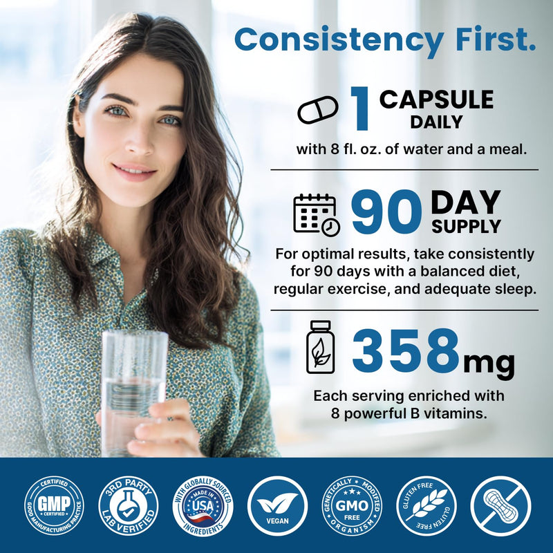 Methylated B Complex with Methylfolate and B12 Methylcobalamin 1000 mcg - Methylated Multivitamin for Energy, Brain Function, and Wellness - Vitamin B Complex for Men & Women (360 Servings, Pack of 4) 90 Count (Pack of 4)