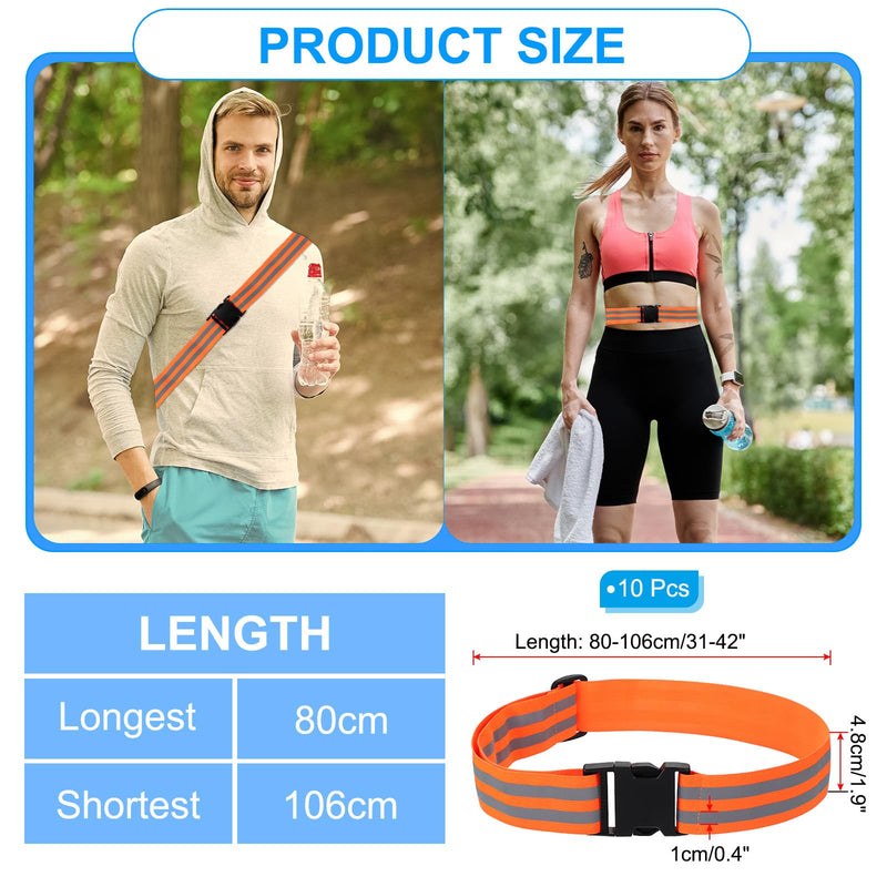 PATIKIL Adjustable Reflective Running Belt, Glow Pt Belt Sash for Cycling Red-Orange 1.9 Inch