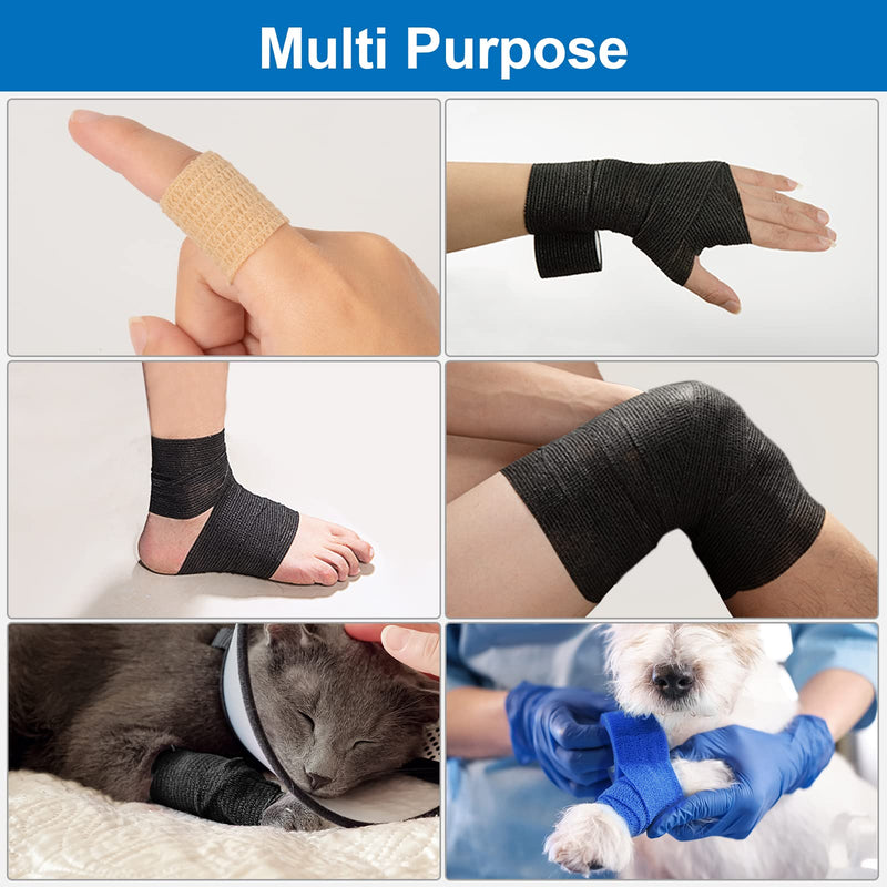 9 Roll Self-Adhesive Bandage 5cm x 4.5m Adhesive Bandage Self-Adhesive Bandage Pet Vet Wrap for Cat, Dog, Horse Cohesive Bandage Elastic Bandage for Wrists Cohesive Plaster Bandage (Blue) Blue