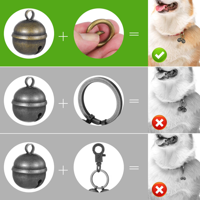 Dog Bells for Pet Tracking, 2 Pcs Extra Loud Dog and Cat Bells for Collar, Copper Bells with Quick Clips, Durable Iron Split Ring & Lobster Bell Clip - BeesActive Australia