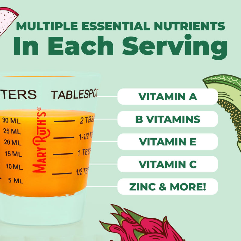 MARYRUTH'S Liquid Multivitamin + Hair Growth, Clinically Thicker Hair, 15oz | Clinically Tested in Women for Thicker Hair & Facial Wrinkles, Biotin 10000mcg, Lustriva Hair Growth Supplements, Skin Care Dragon Fruit 15.22 Fl Oz (Pack of 1)