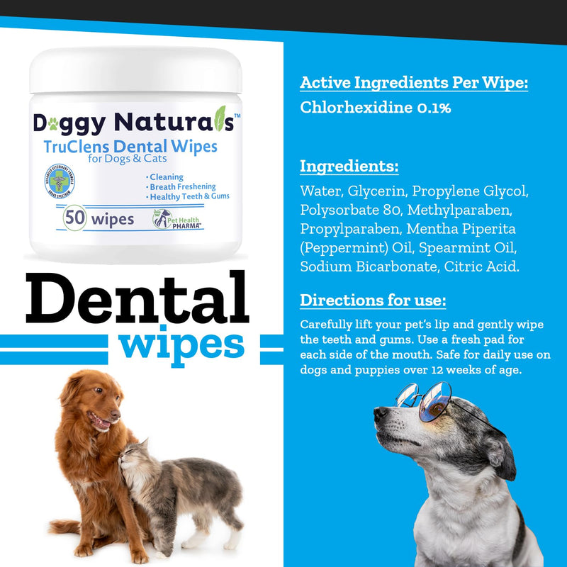 Pet Health Pharma TRUCLENS | Dental Wipes for Dogs and Cats 100ct Wipes (2 Pack)