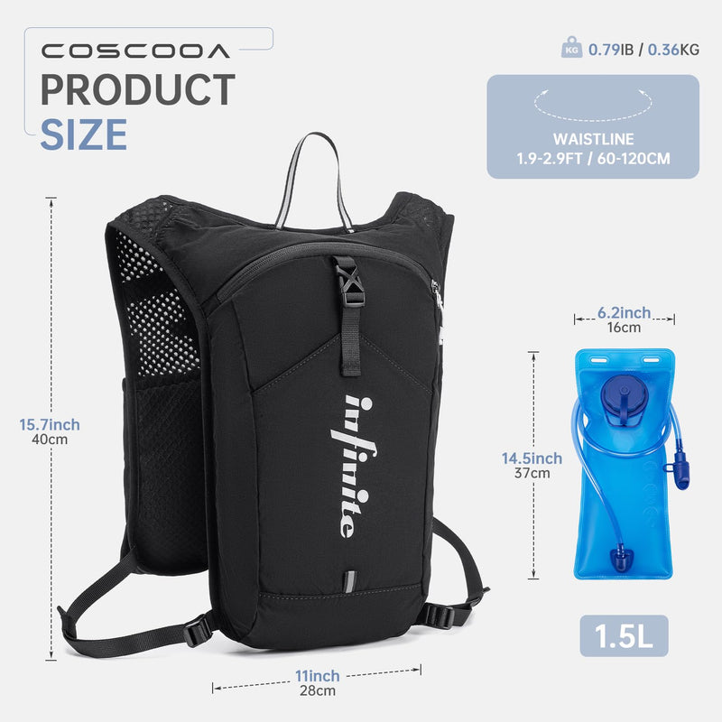 Lightweight Running Vest for Women Men, Adjustable Chest Straps Running Hydration Vest with 1.5L Water Bladder for Hiking Trail Running Cycling Race Marathon Pink