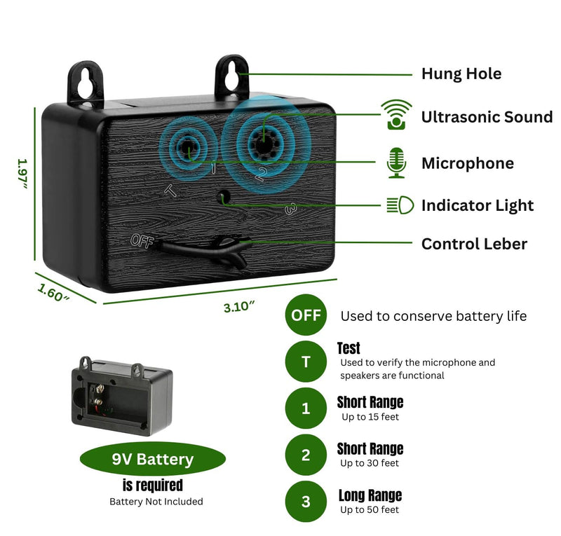 Anti Barking Device for Dogs, 50FT Ultrasonic Dog Bark Control Devices with Dual Speakers, 3 Adjustable Range Bark Box, IPX4 Waterproof Barking Deterrent, Safe for Pets & Humans, Indoor Outdoor Use