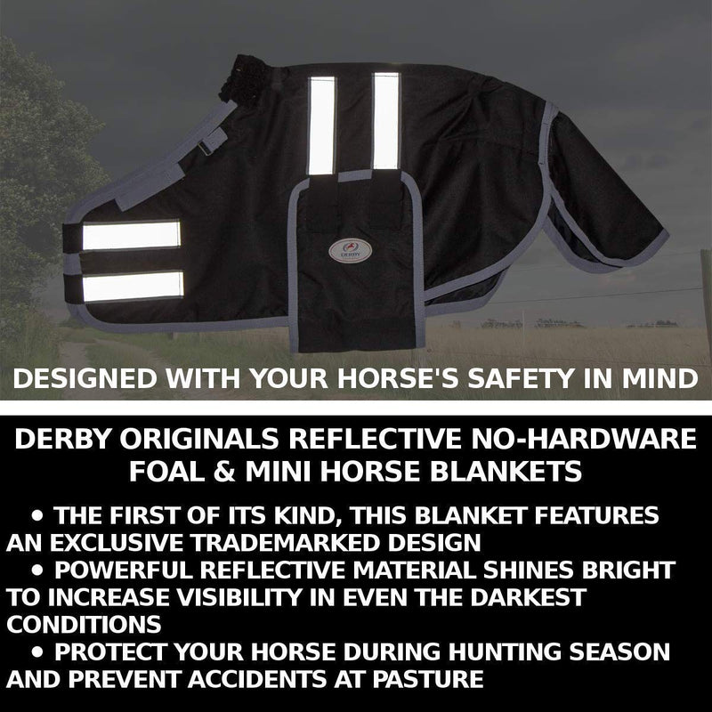 Derby Originals 600D Ripstop Waterproof Reflective Safety Winter Foal and Mini Horse Turnout Blanket 150g Medium Weight Large (42-48 in) Orange - BeesActive Australia
