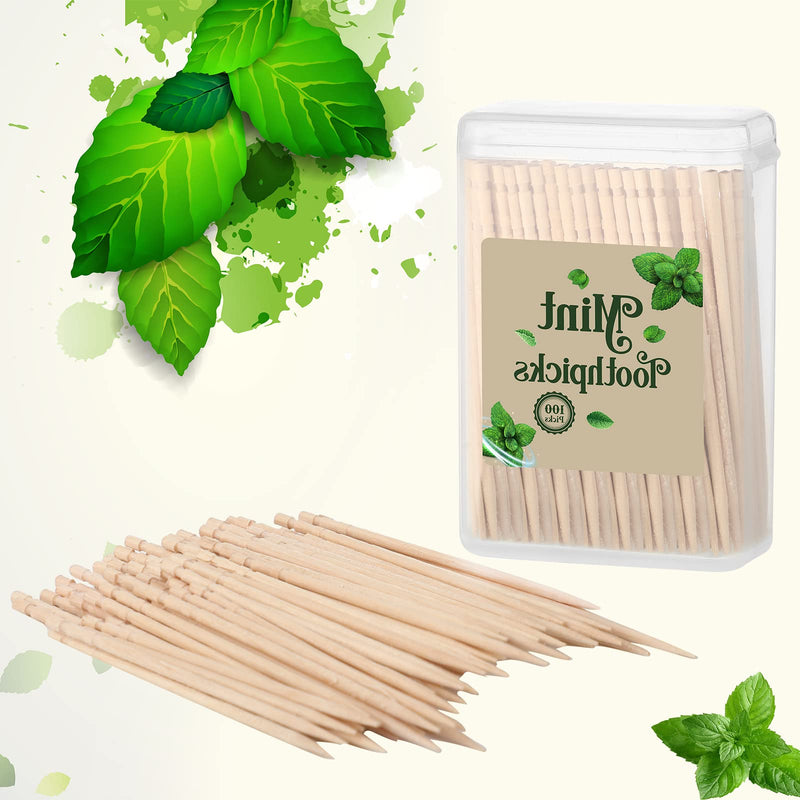 600 Pcs Bulk Mint Toothpicks Wood Toothpicks Mint Flavored Toothpicks with 6 Clear Plastic Boxes for Kitchen Appetizers Fruit Tray Essential Teeth Dental Care - BeesActive Australia