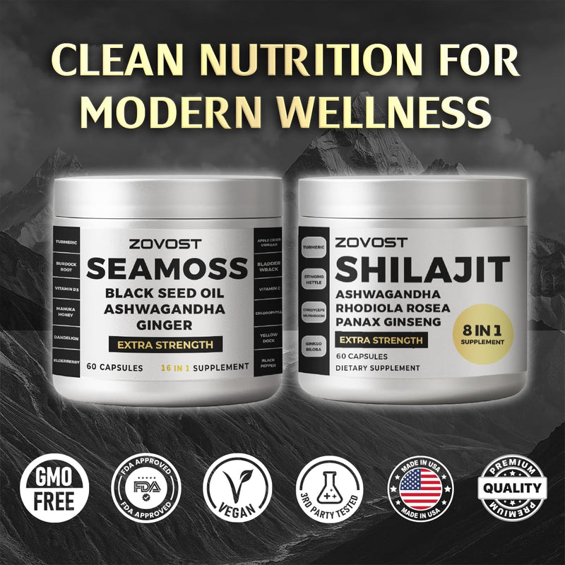 Superblend Daily Wellness Supplement – 24-in-1 Natural Formula with Sea Moss, Shilajit & Adaptogens – Energy, Focus & Vitality Support