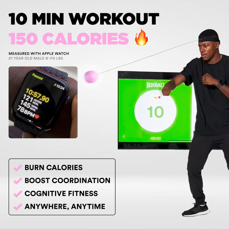 Boxbollen® Boxing Reflex Ball - Celebrity-Endorsed Home Workout Game - App-Connected Punch Counter - Hand Eye Coordination Training Ball - Christmas Gift for Boxers, All Ages - Stocking Stuffer Pink