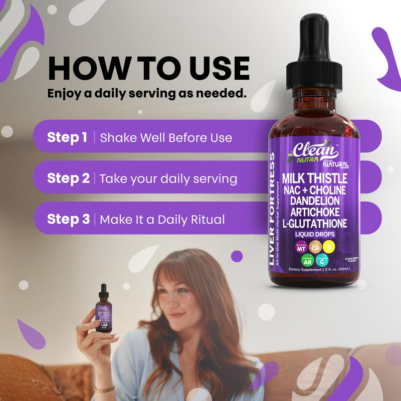 Clean Nutraceuticals Milk Thistle NAC Liver Cleanse Detox & Repair Supplement Liver Support Liquid Drops with Dandelion Extract, Artichoke, Chanca Piedra, Choline, L-Glutathione, Burdock, Schisandra 1 - BeesActive Australia