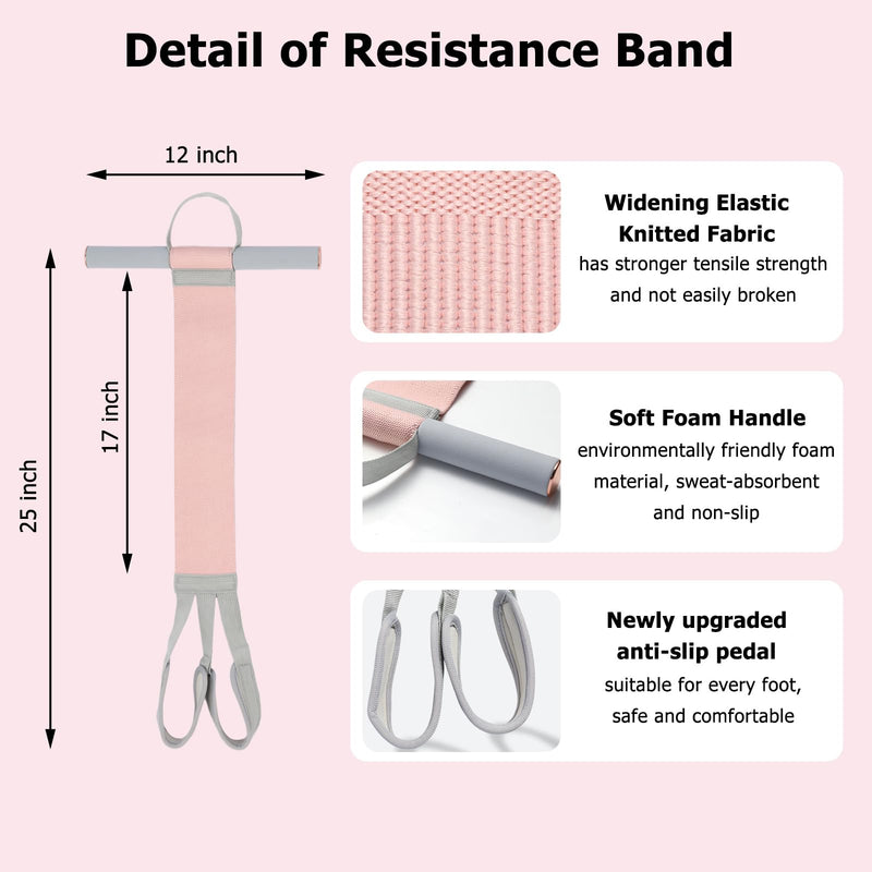 Resistance Bands with Handles,Yoga Pedal Workout Bands,Multifunction Pull Up Bands Sit-up Workout Equipment Home Gym for Arm/Abdomen/Waist/Leg Stretching Slimming Training Pink