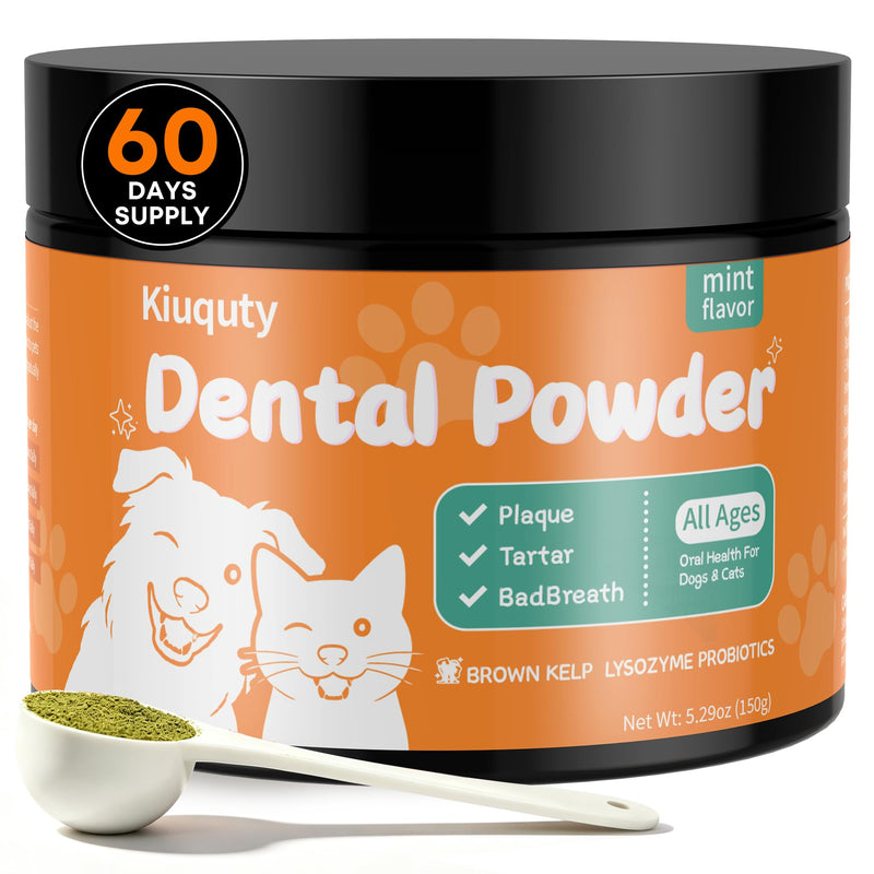 Dog Dental Powder for Teeth Cleaning - Dog Dental Care, Plaque & Tartar Remover for Teeth, Fresh Mint Breath Freshener, Probiotics Dental Powder - No Brushing Oral Care Support(150g)