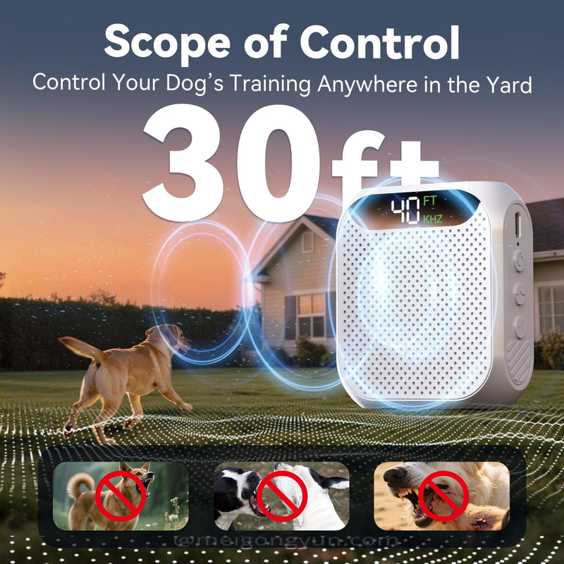 MALOK Anti Barking Device for Dogs, Dog Bark Deterrent Devices with Adjustable Frequency & Range, Rechargeable Dog Deterrent Devices for Walking, Yard and Indoor & Outdoor Use White