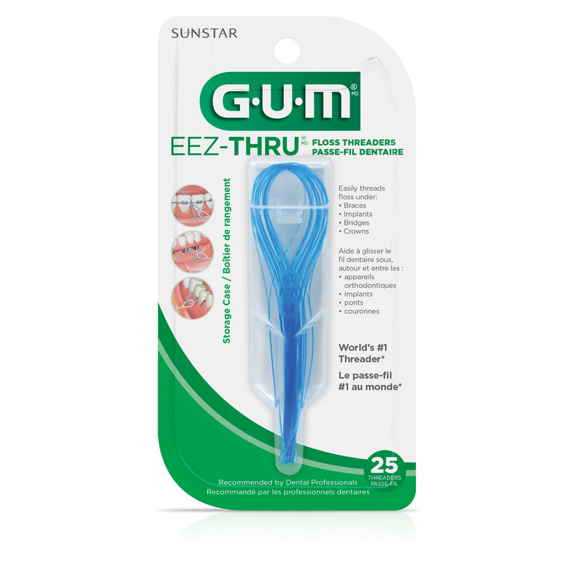 GUM EEZ-Thru Floss Threaders, Dental Flossers for Braces, Bridges, & Implants 25 Count (Pack of 6) - BeesActive Australia