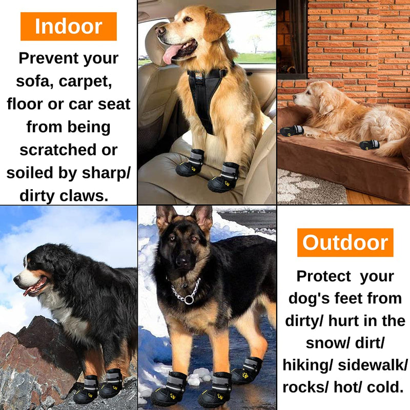 Dog Snow Boots for Winter Durable Waterproof Anti-Slip Dog Booties for Winter Dog Shoes for Medium Large Size Dogs with Adjustable Reflective Straps Dog Boots & Paw Protectors Black Size 8 8#: 2.95 Inch Width for 80-95 lbs - BeesActive Australia