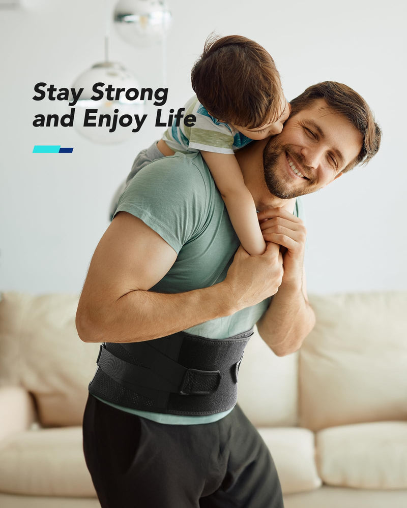 Back Brace for Lower Back Pain Relief, Carbon Fiber Support, Ergonomice Curved, Ultra-thin Air Mesh, Lightweight and Adjustale Design, Size XL Black - BeesActive Australia