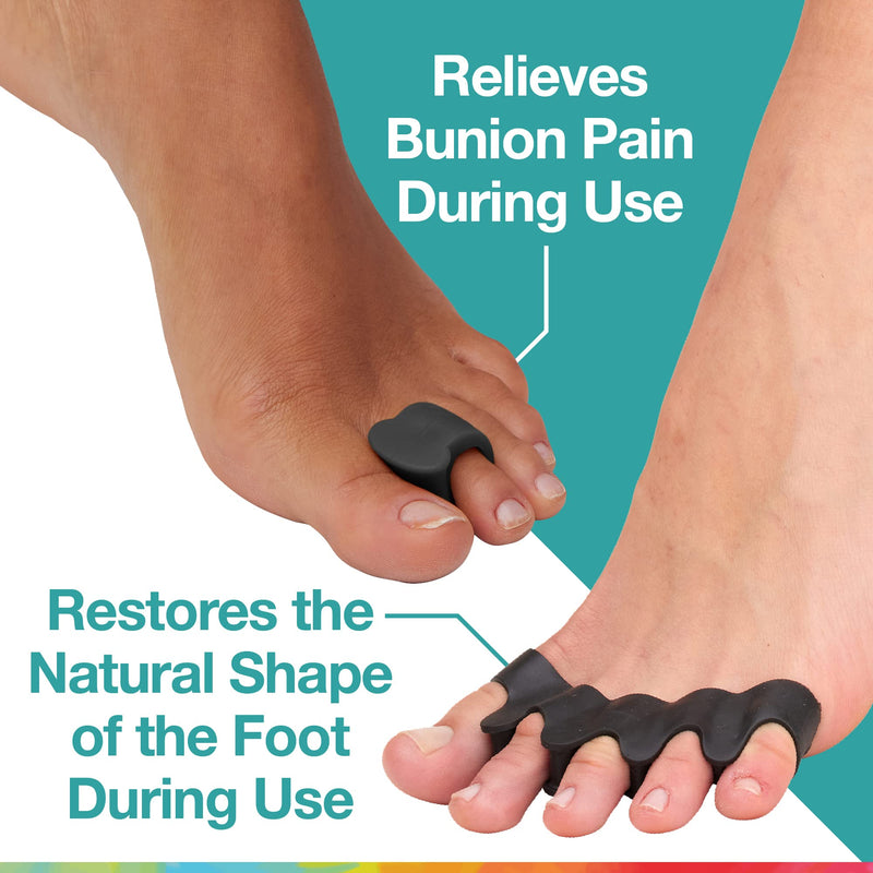 ZenToes Bunion Straighteners and Toe Separators Foot Pain Relief Bundle (Black)