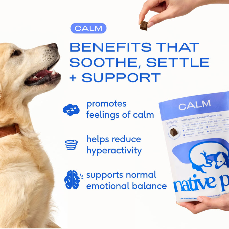 Native Pet Pup Power Bundle: Dog Calming Chews (120 Air-Dried Chews) & The Daily Dog Multivitamins (60 Scoops) - Natural Anxiety Relief with Melatonin & 11-in-1 Multivitamin
