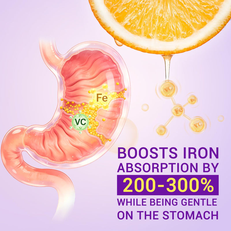 Heivy Ferrous Sulfate 325mg with Vitamin C 100mg, 240 Vegan Tablets | Iron Supplement 65mg, 8 Month Supply - Non-GMO, Vegan, Highly Absorbable 240 Count (Pack of 1)
