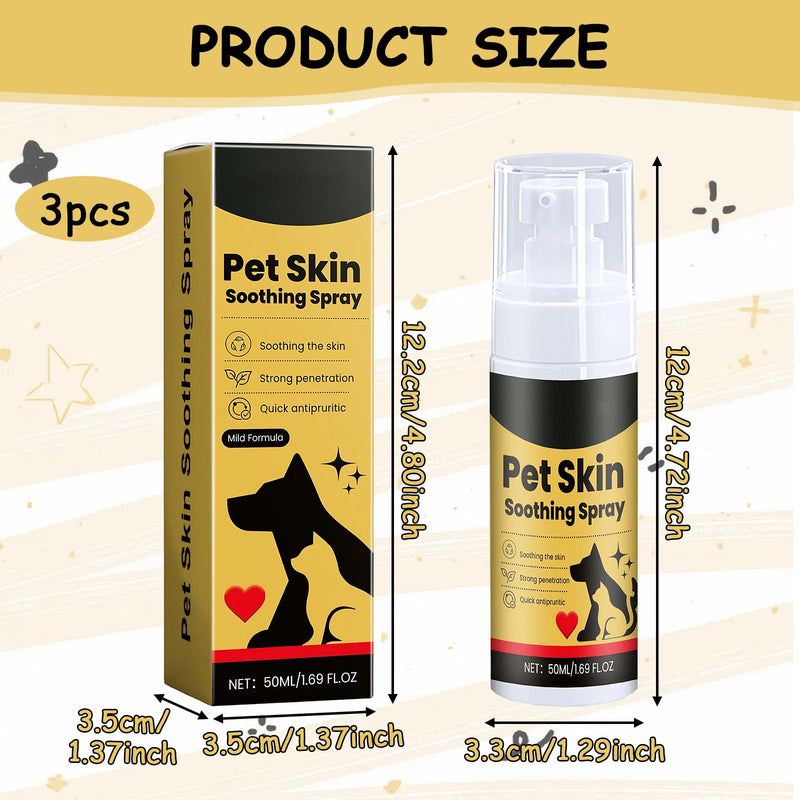 Pet Skin Treatment Spray, 3 Pieces Pet Skin Soothing Spray, Itchy Dog Spray Suitable for Soothing Pet Skin, Relieving Itchy Skin, and Treating Dry Skin