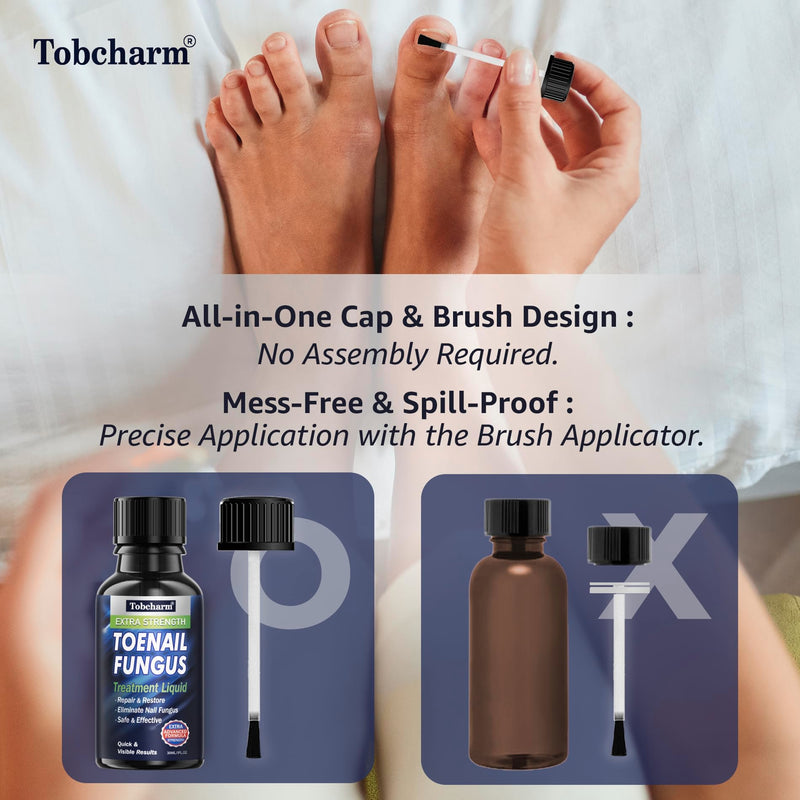 Tobcharm Toenail Fungus Treatment : Nail Fungus Treatment Extra Strength with Tea Tree Oil - Fast Acting Fungal Nail Solution with Undecylenic Acid for Toenails and Fingernails (2pack, 1.02fl oz each) Fresh Herbal 1.03 Fl Oz (Pack of 2) - BeesActive Australia