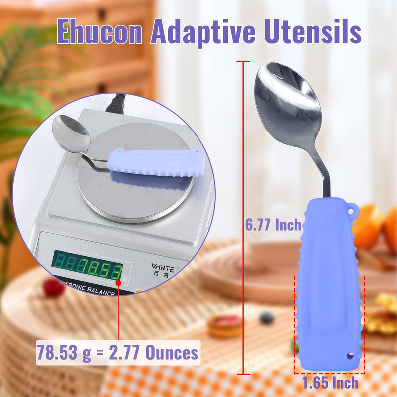 Adaptive Utensils Angled Spoon and Fork for Hand Tremors Parkinsons,Weighted Utensils with Non-Slip Easy Grip Handles for Independent Eating (1pcs Spoon+1pcs Fork=2 pcs,Purple,Right Hand) 1pcs Spoon+1pcs Fork=2 pcs,Purple,Right Hand - BeesActive Australia