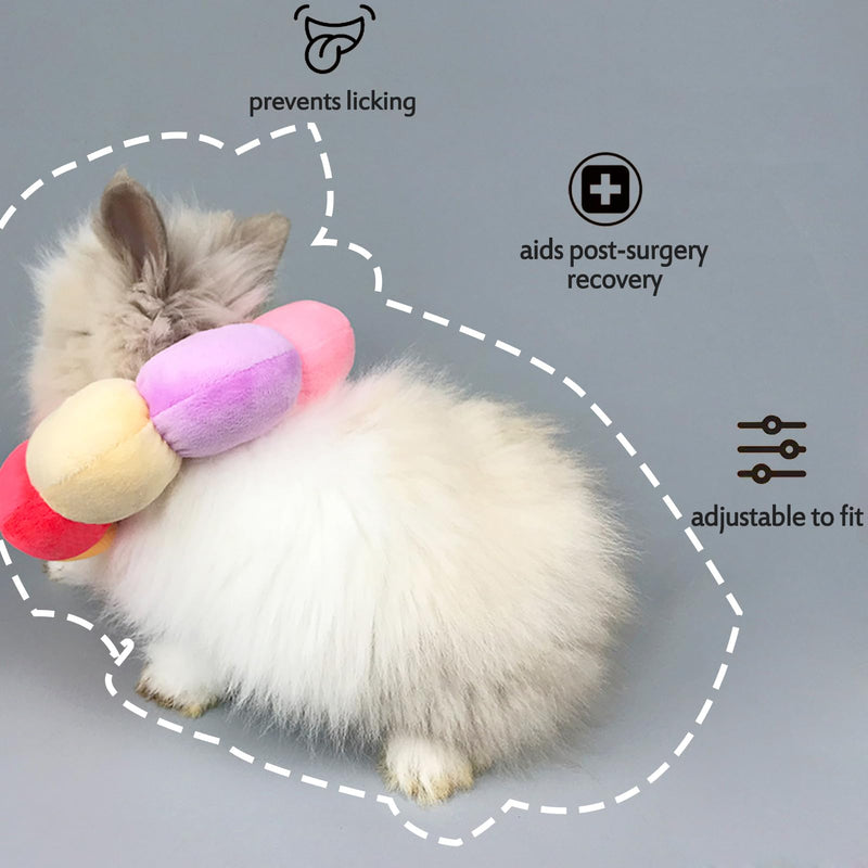 Adjustable Rabbit Cone, E-Collar for Kittens Puppies After Surgery Wound Care, Small Pet Soft Elizabeth Medical Cone Colorful Flower Shaped,(XS) XS - PawsPlanet Australia