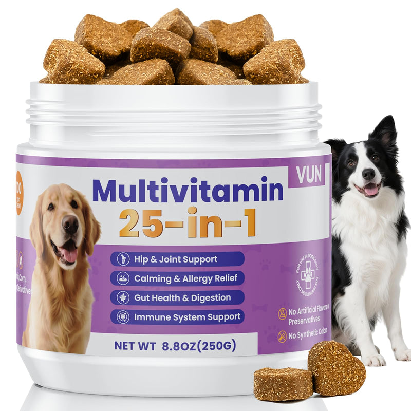 Dog Multivitamin 25 in 1 Dogs Vitamins Supplements Treats Chewable for Pet Omega-3 Glucosamine Vitamin for Puppy Supplies Skin Coat, Heart, Hips & Joints, Digestion & Immune System 100pcs