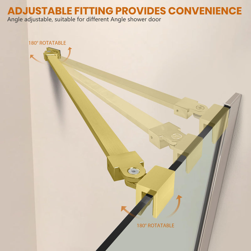 Shower Door Support Bar Rod, 18.11 Inch Length Stainless Steel Wall-to-Glass Brace, for 1/4"(6mm) 5/16"(8mm) 3/8"(10mm) Thick Framless Glass Door, Brushed Gold - BeesActive Australia