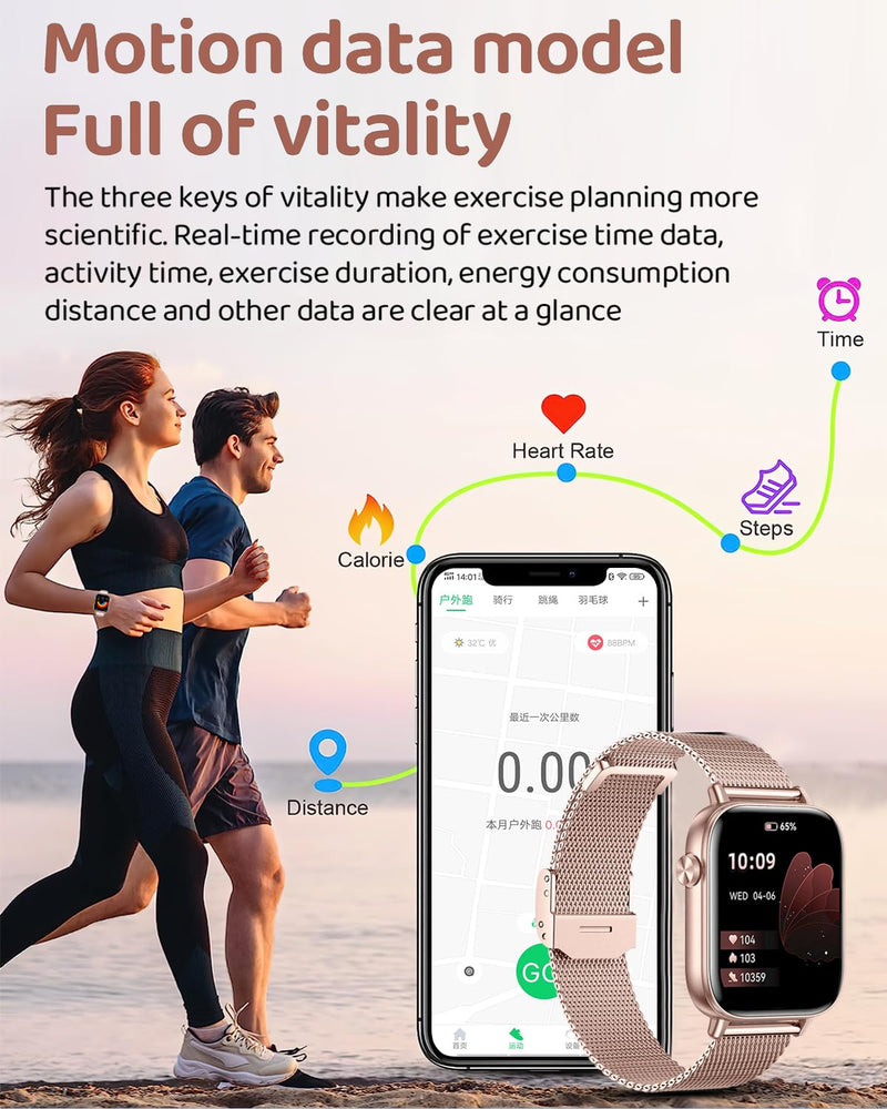 Smart Watch for Women, 1.85"HD Fitness Tracker (Answer/Make Call/Messages), 130+ Sport Modes with 24/7 Heart Rate/Sleep Monitor/Pedometer, IP68 Waterproof, Smartwatche for Android&iOS (Rose Gold) Rose Gold - BeesActive Australia