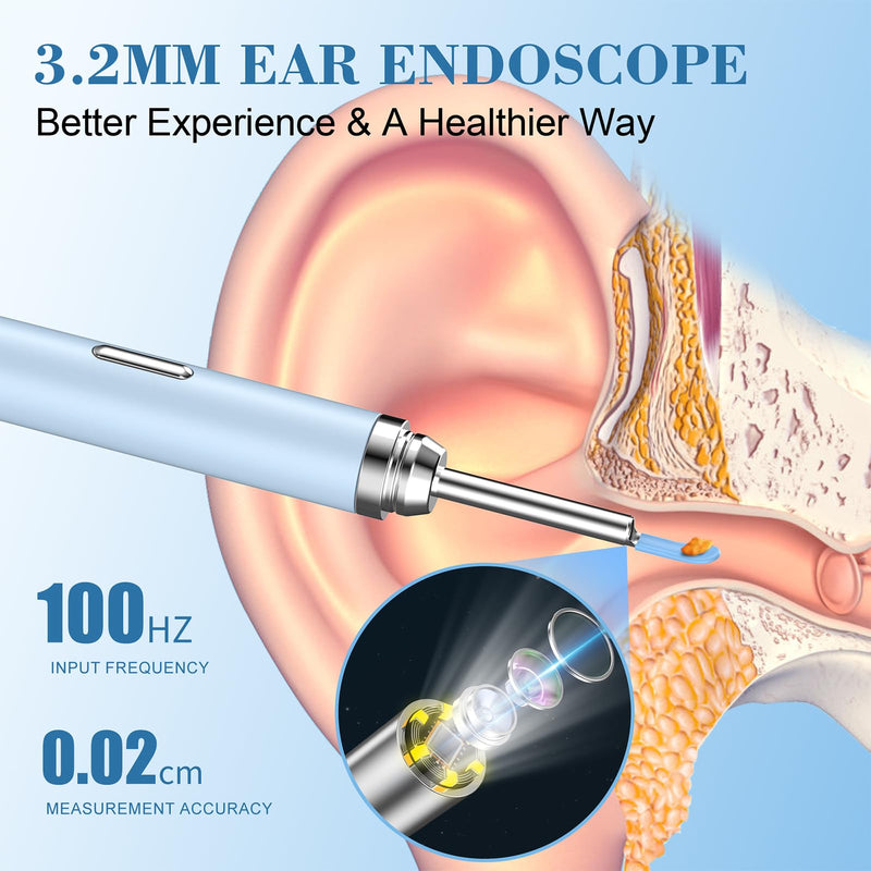 Ear Wax Removal Tool Camera, Ear Cleaner with 6 LED Light and Replacement Tips, HD 1080P Ear Cleaning kit with Otoscope(Blue) Blue - BeesActive Australia