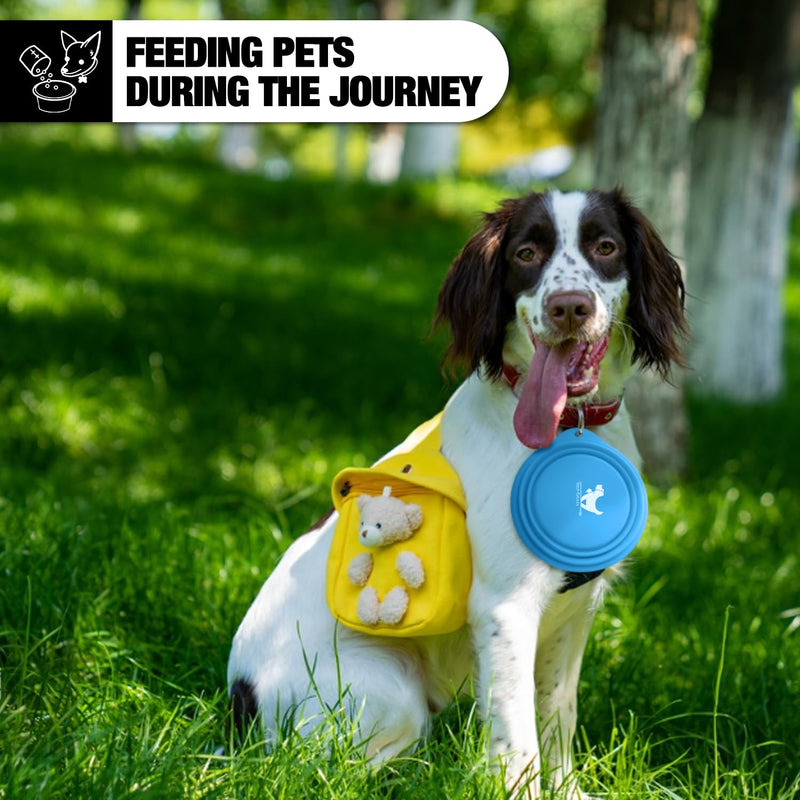 Rest-Eazzzy 2-Pack Silicone Collapsible Dog Bowls, BPA Free Dishwasher Safe, Portable Foldable Travel Bowl, Food Water Feeding Cup Dish for Dogs Cats with 2 Carabiners (Grey, Blue, 600 ML) Grey, Blue - BeesActive Australia