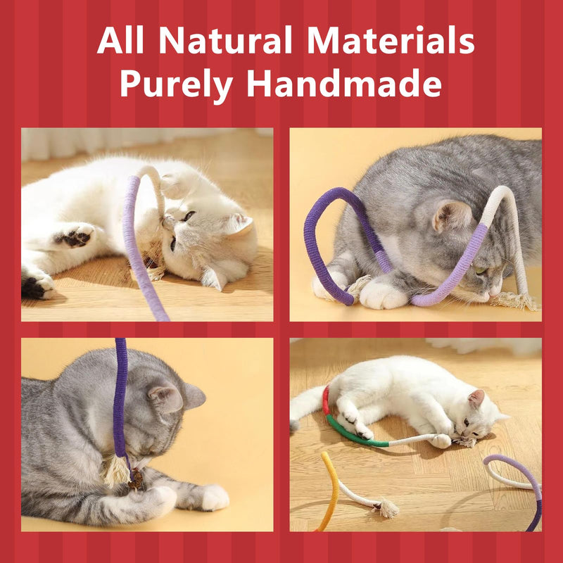 Cat Toys Chew Ropes 6Pcs with Refillable Natural Catnip, Safe Teeth Cleaning Toy for Indoor Kittens, Interactive Cat Nip Kitty Toys for All Breeds - BeesActive Australia