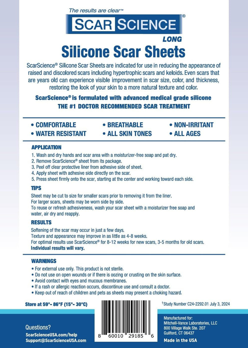 Medical Grade Silicone Scar Sheets - 7" Reusable Water-Resistant Silicone Tape for Scars - Clear Breathable Tape for C-Section, Tummy Tuck, Surgical Scars, and Keloids - 4-Pack 7" – 4 Pack – 30 Day - BeesActive Australia