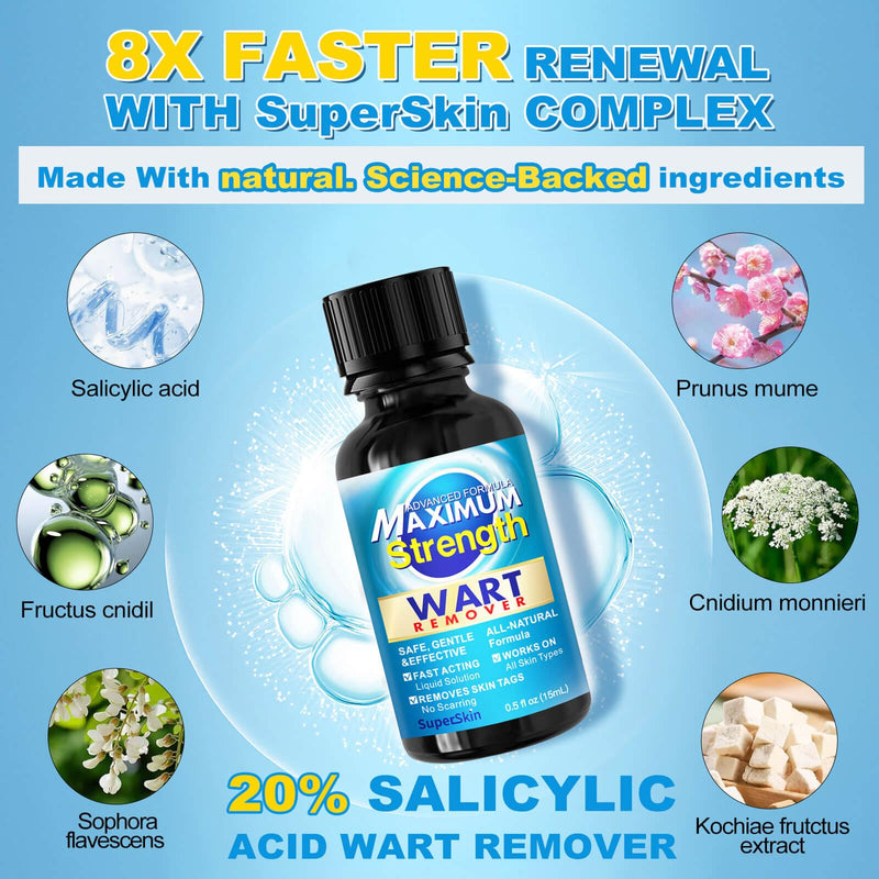Fast Action Liquid Wart Gel Maximum Strength - Wart Liquid with Salicylic Acid - Fast-Acting Wart Liquid Freeze Off Designed for Warts, Plantar Wart, Genital Wart, Common Wart, Flat Wart, Corn, Callus Clear - BeesActive Australia